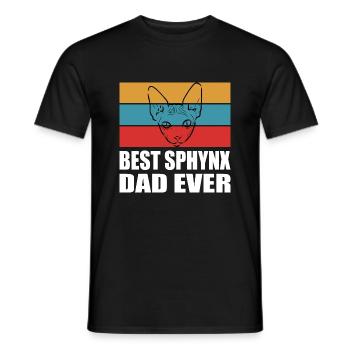 Best Cat Dad Sphynx Father Gift Cat Saying - Men's T-Shirt - black - Front - AI Model Male 178 light (178cm)