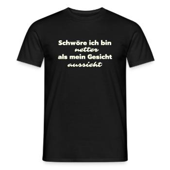 Schwöre ich bin netter als mein Gesicht aussieht - Männer T-Shirt - Schwarz - Vorne - AI Model Male 178 light (178cm)