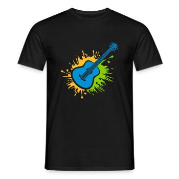 Éclaboussures colorées de gouttes de guitariste de couleur - T-shirt homme - noir - Devant - AI Model Male 178 light (178cm)