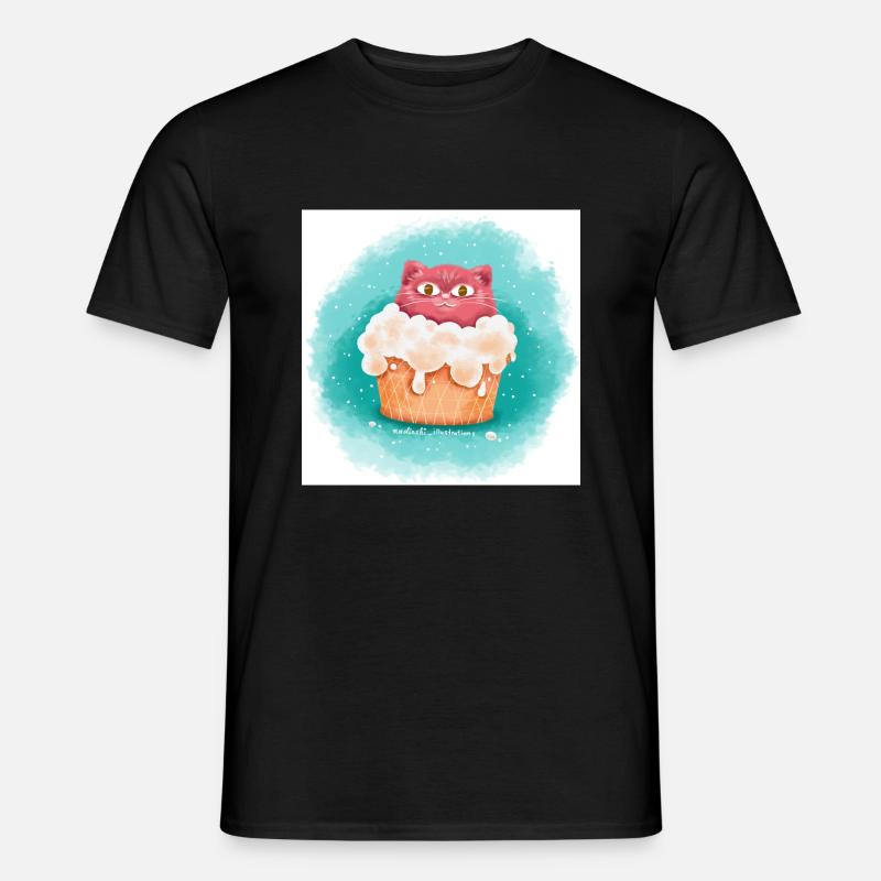 Katze eiscreme - Männer T-Shirt - Schwarz