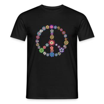 Blumen Peace Schlager Frieden bunt Hippie 70er - Männer T-Shirt - Schwarz - Vorne - AI Model Male 178 light (178cm)
