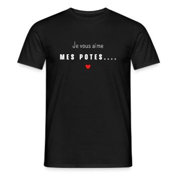 je vous aime mes potes - T-shirt homme - noir - Devant - AI Model Male 178 light (178cm)