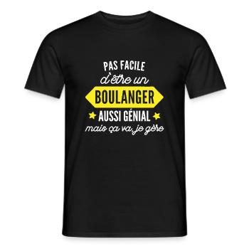 boulanger génial / cadeau humour boulanger - T-shirt homme - noir - Devant - AI Model Male 178 light (178cm)