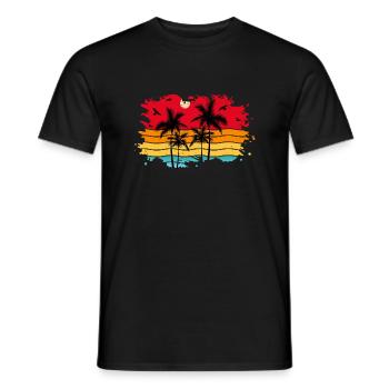 Sunset beach summer gift beach retro - Men's T-Shirt - black - Front - AI Model Male 178 light (178cm)