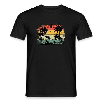 Sunset beach summer gift beach retro - Men's T-Shirt - black - Front - AI Model Male 178 light (178cm)