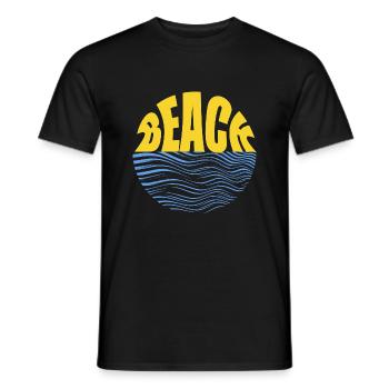 Beach Wave T-Shirt Design - Männer T-Shirt - Schwarz - Vorne - AI Model Male 178 light (178cm)