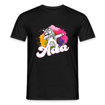 ADA - Beautiful name with dabbing unicorn - Men's T-Shirt - black - Front - AI Model Male 178 light (178cm)