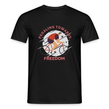 Pedaling Towards Freedom Retro Biking - Men's T-Shirt - black - Front - AI Model Male 178 light (178cm)