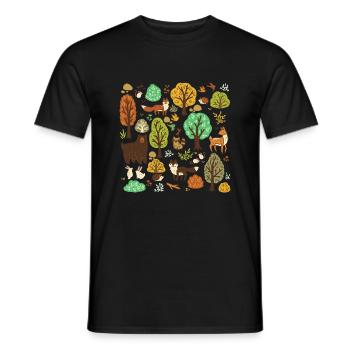 Forest Critters Pattern T Shirt - T-shirt homme - noir - Devant - AI Model Male 178 light (178cm)