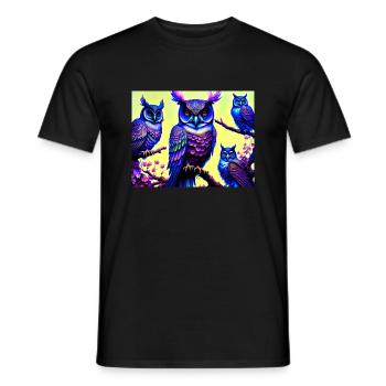 Eule - Männer T-Shirt - Schwarz - Vorne - AI Model Male 178 light (178cm)