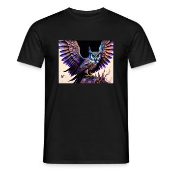 Eule - Männer T-Shirt - Schwarz - Vorne - AI Model Male 178 light (178cm)