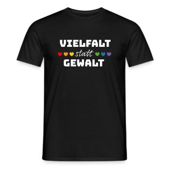Regenbogenherzchen Vielfalt statt Gewalt weiss - Männer T-Shirt - Schwarz - Vorne - AI Model Male 178 light (178cm)