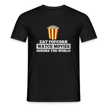 Mangez du pop-corn, regardez des films, ignorez le monde... - T-shirt homme - noir - Devant - AI Model Male 178 light (178cm)