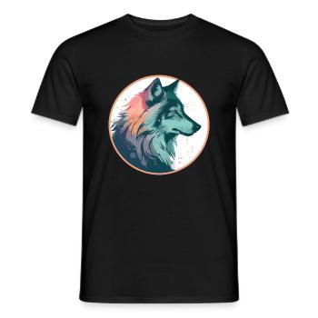 Loup, Chien sauvage, Loup gris, Canis lupus - T-shirt homme - noir - Devant - AI Model Male 178 light (178cm)
