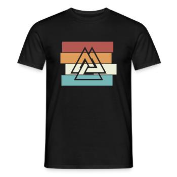Valknut Viking Retro Teutonic Symbol - Men's T-Shirt - black - Front - AI Model Male 178 light (178cm)