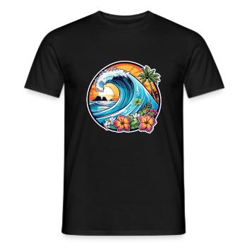 surf plage palmier soleil vacances - T-shirt homme - noir - Devant - AI Model Male 178 light (178cm)