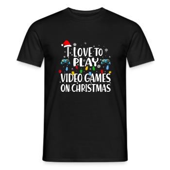 i Love to Play Video Games On Christmas - Men's T-Shirt - black - Front - AI Model Male 178 light (178cm)