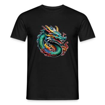 dragon asiatique - japon - chinois - T-shirt homme - noir - Devant - AI Model Male 178 light (178cm)