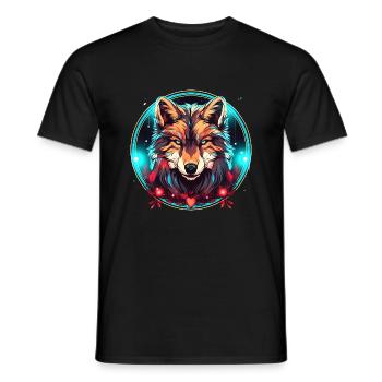 Loup avec ornement de Noël, loups d’amour - T-shirt homme - noir - Devant - AI Model Male 178 light (178cm)
