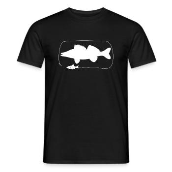 Zander mit Naturköder - Männer T-Shirt - Schwarz - Vorne - AI Model Male 178 light (178cm)