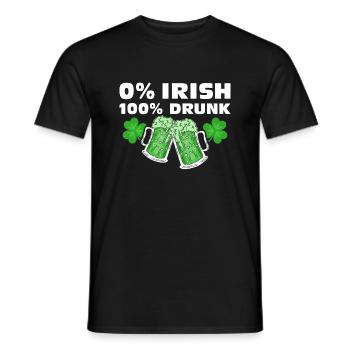 0 % Irish 100 % Drunk - Männer T-Shirt - Schwarz - Vorne - AI Model Male 178 light (178cm)