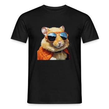 Hamster avec lunettes, flirt, hamster drôle - T-shirt homme - noir - Devant - AI Model Male 178 light (178cm)
