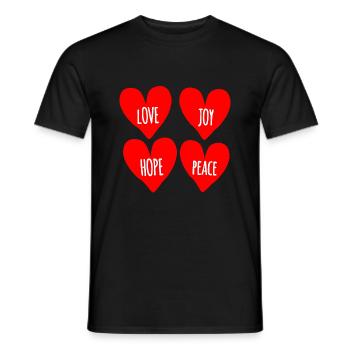 love joy hope peace hearts - Men's T-Shirt - black - Front - AI Model Male 178 light (178cm)