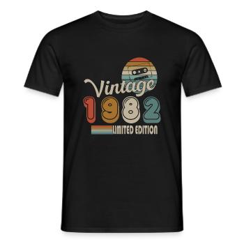 1982 Birthday Born In 1982 Vintage Retro 42 Year - Men's T-Shirt - black - Front - AI Model Male 178 light (178cm)