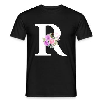 Purple Floral Letter R - Men's T-Shirt - black - Front - AI Model Male 178 light (178cm)