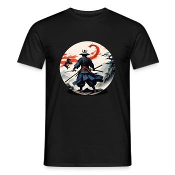 Samurai Japan Drachen Landschaft - Männer T-Shirt - Schwarz - Vorne - AI Model Male 178 light (178cm)