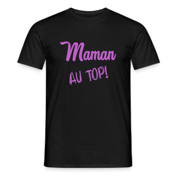 MAMAN. FÊTE DES MÈRES - T-shirt homme - noir - Devant - AI Model Male 178 light (178cm)