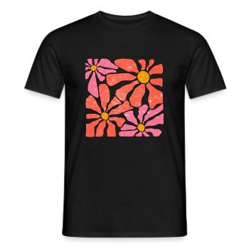 Groovy Retro Pink and Orange Flowers - Men's T-Shirt - black - Front - AI Model Male 178 light (178cm)