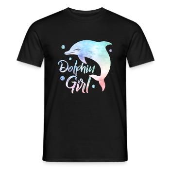 Dolphin Girl Beach Vacation Marine Biology - Männer T-Shirt - Schwarz - Vorne - AI Model Male 178 light (178cm)