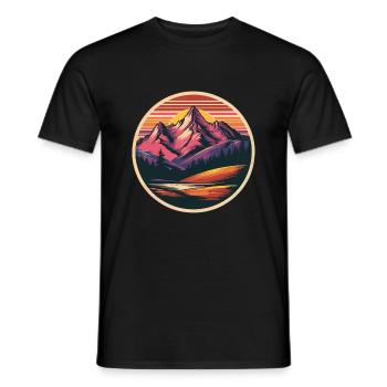 Retro Mountains Landscape - Men's T-Shirt - black - Front - AI Model Male 178 light (178cm)
