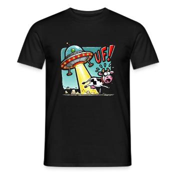 UFO cow - Men's T-Shirt - black - Front - AI Model Male 178 light (178cm)