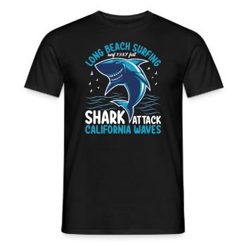 Long Beach Surfing Shark Attack California Waves - Männer T-Shirt - Schwarz - Vorne - AI Model Male 178 light (178cm)