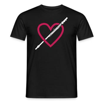 Heart Flute Love Music - Men's T-Shirt - black - Front - AI Model Male 178 light (178cm)