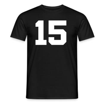 Anzahl 15 - Männer T-Shirt - Schwarz - Vorne - AI Model Male 178 light (178cm)