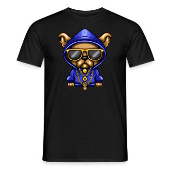 Cool dog with sunglasses and gold chains - Men's T-Shirt - black - Front - AI Model Male 178 light (178cm)