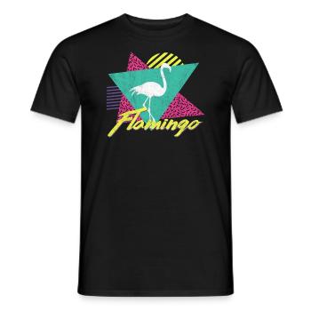 80s 90s Vintage Retro Flamingo T Shirt - T-shirt homme - noir - Devant - AI Model Male 178 light (178cm)