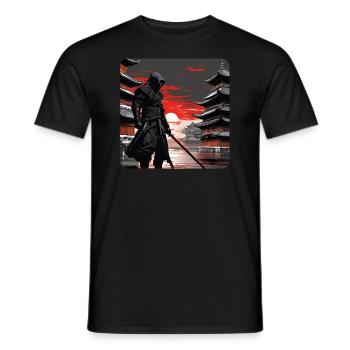 Geheimnisvoller Ninja mit Katana Schwert - Männer T-Shirt - Schwarz - Vorne - AI Model Male 178 light (178cm)