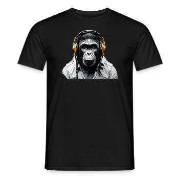 DJ Monkey: Musikmacher Affe mit Kopfhörer - Männer T-Shirt - Schwarz - Vorne - AI Model Male 178 light (178cm)