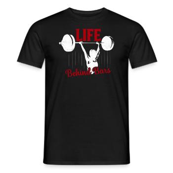 Life Behind Bars Workout Training Weight Lifting - Men's T-Shirt - black - Front - AI Model Male 178 light (178cm)