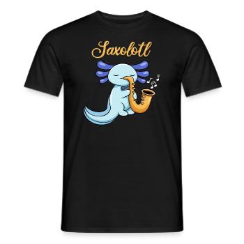 Saxolotl Pun Design for Axolotl Lovers - Men's T-Shirt - black - Front - AI Model Male 178 light (178cm)