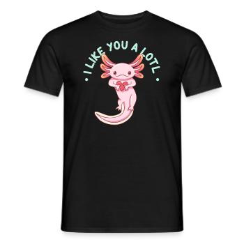 I Like You A Lotl Pun Design For Axolotl Lovers - Men's T-Shirt - black - Front - AI Model Male 178 light (178cm)