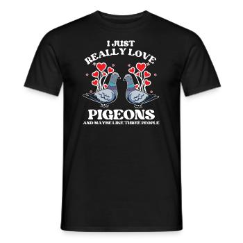 Really Love Pigeons Design für Taubenliebhaber - Männer T-Shirt - Schwarz - Vorne - AI Model Male 178 light (178cm)