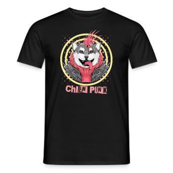 chien punk crête iroquoise - humour animal - T-shirt homme - noir - Devant - AI Model Male 178 light (178cm)