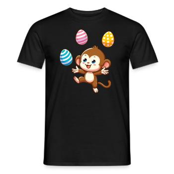 Easter Monkey Easter Egg Juggler Artist Design - Men's T-Shirt - black - Front - AI Model Male 178 light (178cm)
