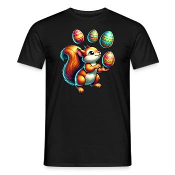 Süßes Eichhörnchen Jongliert Ostereier Comic - Männer T-Shirt - Schwarz - Vorne - AI Model Male 178 light (178cm)