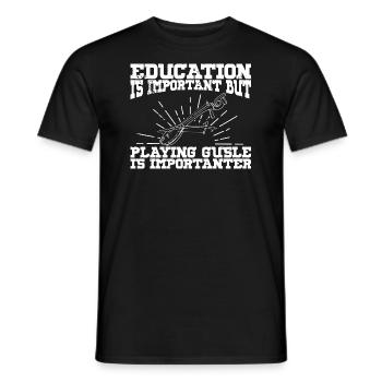L’éducation est importante Serbie Balkan Gusle - T-shirt homme - noir - Devant - AI Model Male 178 light (178cm)